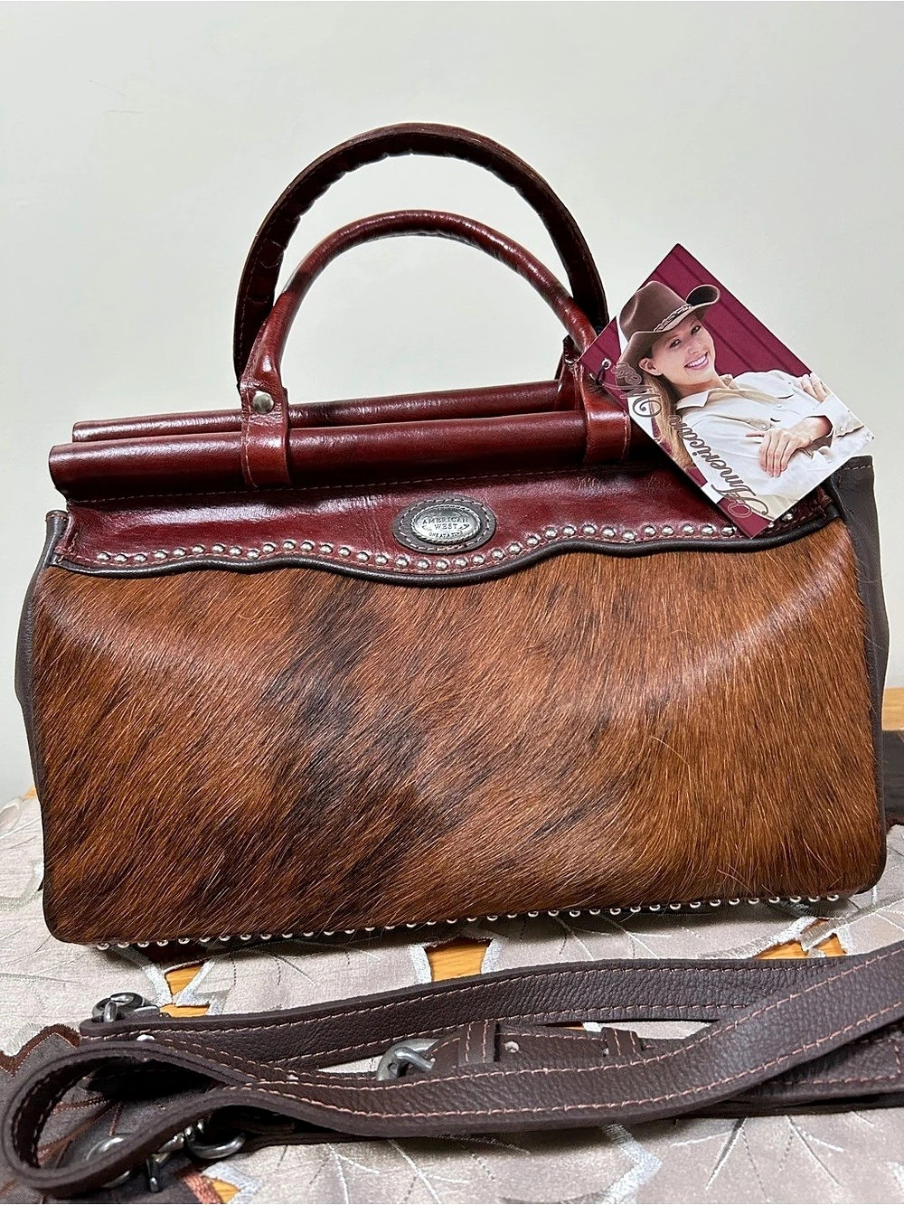 American West The Spirit of the American West Western Satchel in Brown&Burgundy